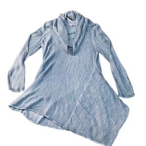 SOFT SURROUNDINGS Tunic Cowl Neck Size Small Lagenlook Basic Everyday Light Blue